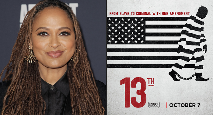 Ava DuVernay and the poster for 13th