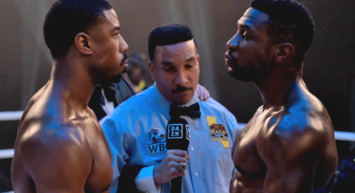 Michael B. Jordan and Jonathan Majors in Creed III (2023)