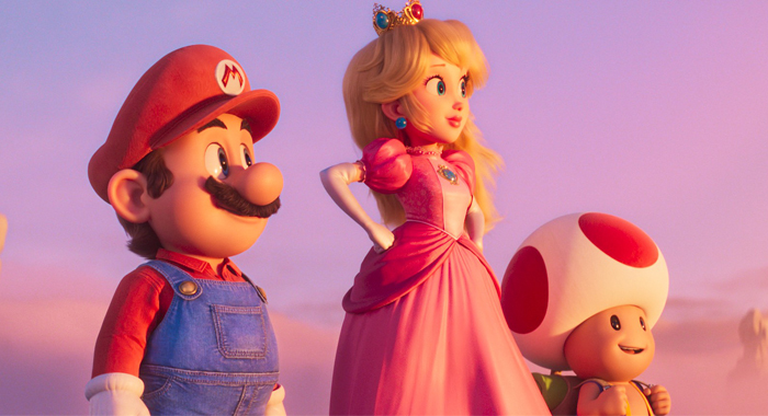 Mario, Princess Peach, and Toad in The Super Mario Bros. Movie (2023)