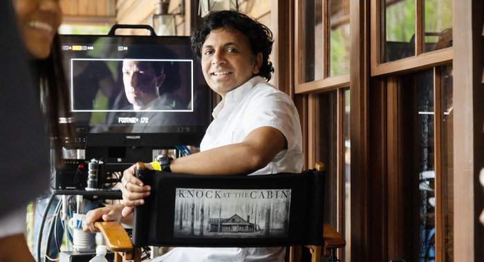 M. Night Shyamalan on the set of Knock at the Cabin (2023)