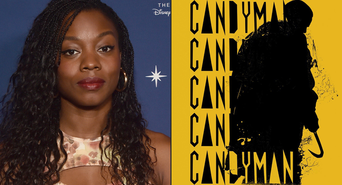 Nia DaCosta and the poster for Candyman