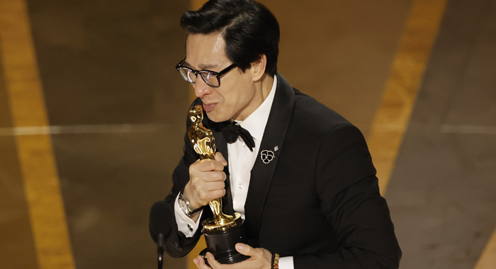 Ke Huy Quan accepting the Oscar for Best Supporting Actor at the 95th Academy Awards