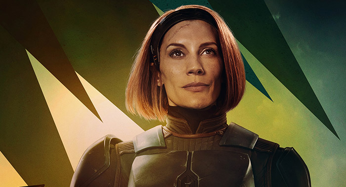 Bo-Katan Kryze (Katee Sackhoff) in a poster for The Mandalorian, Season 3