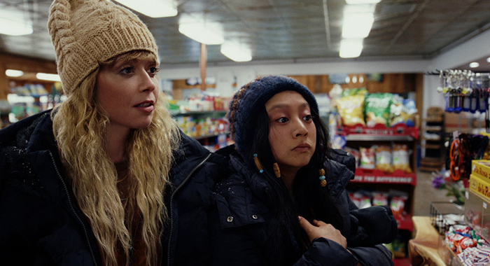 POKER FACE -- "Escape from Shit Mountain” Episode 109 -- Pictured: (l-r) Natasha Lyonne as Charlie Cale, Stephanie Hsu as Morty -- (Photo by: Peacock)