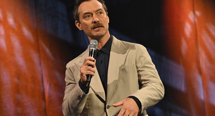 Jude Law onstage during the studio panel for Skeleton Crew at the Star Wars Celebration 2023