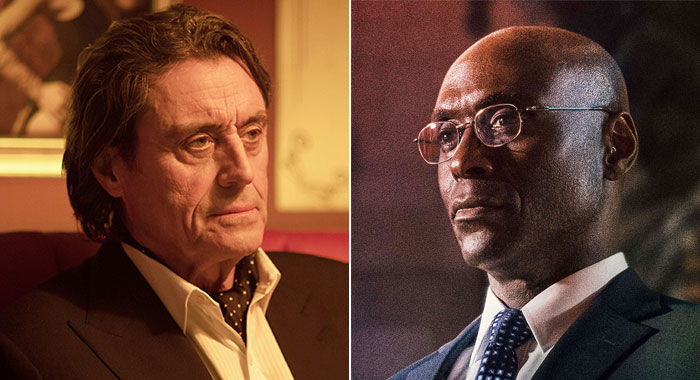 Ian Mcshane in John Wick; Lance Reddick in a poster for John Wick: Chapter 3 - Parabellum