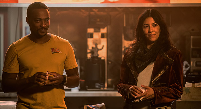 Anthony Mackie and Stephanie Beatriz in Twisted Metal