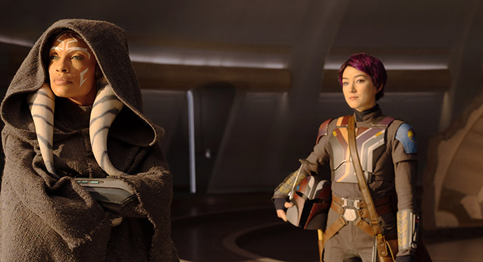 Rosario Dawson and Natasha Liu Bordizzo in Ahsoka