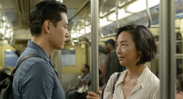 Teo Yoo and Greta Lee in Past Lives (2023)