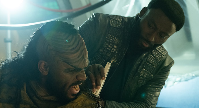 Abbas Wahab and Babs Olusanmokun in Star Trek: Strange New Worlds