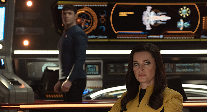 Ethan Peck and Rebecca Romijn in Star Trek: Strange New Worlds season 2