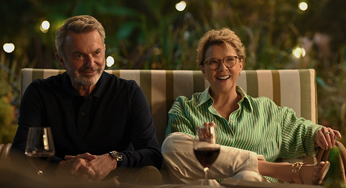 APPLES NEVER FALL -- "Amy" Episode 103 -- Pictured: (l-r) Sam Neill as Stan, Annette Bening as Joy -- (Photo by: Jasin Boland/PEACOCK)