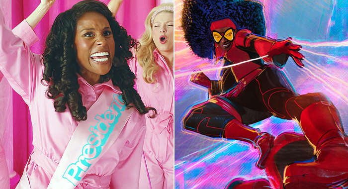 Issa Rae as President Barbie in Barbie (2024) and Jessica Drew in Spider-Man: Across the Spider-Verse (2024)