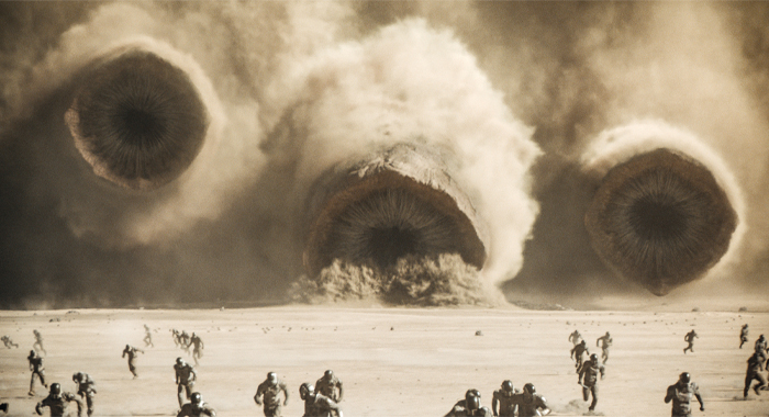 Image of sandworms in Dune: Part Two (2024)