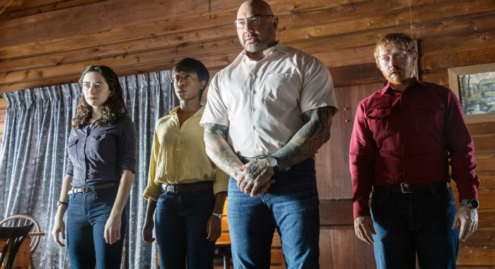 Abby Quinn, Nikki Amuka-Bird, Dave Bautista, and Rupert Grint in Knock at the Cabin (2023)