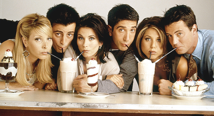 Lisa Kudrow, Matt Leblanc, Courteney Cox, David Schwimmer, Jennifer Aniston, and Matthew Perry in a cast photo for Friends: Season 2 (1996-1996)