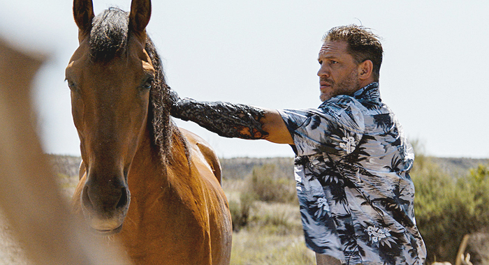 Tom Hardy and a horse in Venom: The Last Dance (2024)