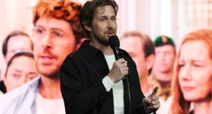 Ryan Gosling on stage at CinemaCon to present Project Hail Mary (2026)