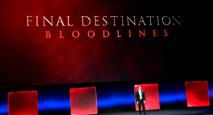 New Line Cinema President Richard Brener on stage at CinemaCon 2025 to present Final Destination: Bloodlines (2025)