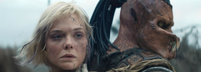 Elle Fanning and Dimitrius Schuster-Koloamatangi in Predator: Badlands (2025)