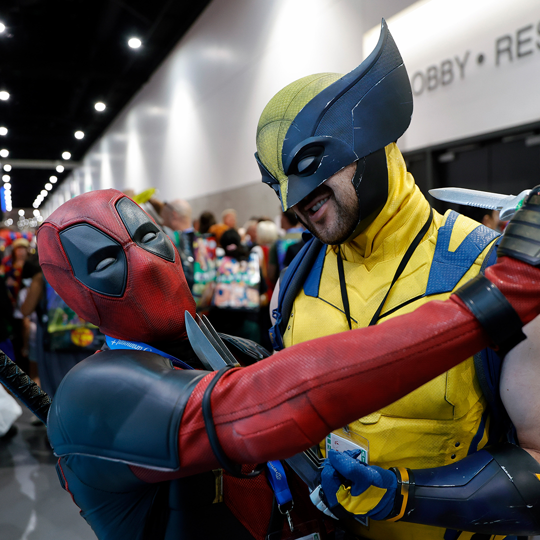 Deadpool and Wolverine cosplayers (Photo by Frazer Harrison/Getty Images)