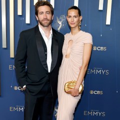Jake Gyllenhaal and Jeanne Cadieu attend the 77th Primetime Emmy Awards at Peacock Theater on September 14, 2025 in Los Angeles, California.