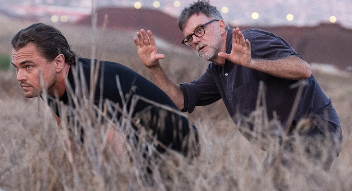 Paul Thomas Anderson directing Leonardo DiCaprio on the set of One Battle After Another (2025)
