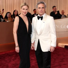 Sunrise Coigney and Mark Ruffalo attend the 83rd Annual Golden Globe Awards at The Beverly Hilton on January 11, 2026 in Beverly Hills, California. (Photo by Amy Sussman/Getty Images)