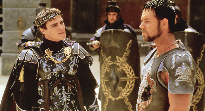 Joaquin Phoenix and Russell Crowe in Gladiator (2000)