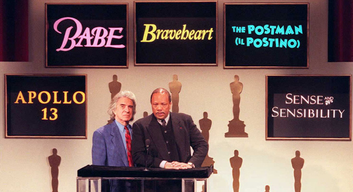 Arthur Hiller and Quincy Jones announce the nominees for Best Picture for the 68th Academy Awards (1996)