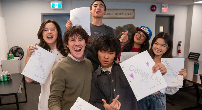 Elizabeth Yu, Ian Ousley, Gordon Cormier, Dallas Liu, Kiawentiio, and Miya Cech preparing for season 2 of Avatar: The Last Airbender (2026)