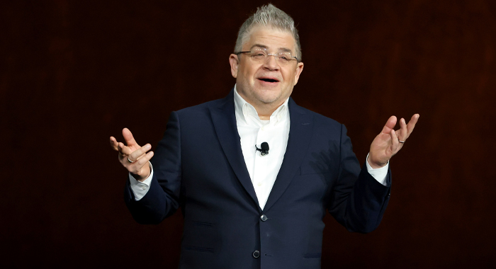 Patton Oswalt hosting the Warner Bros. presentation at CinemaCon 2026