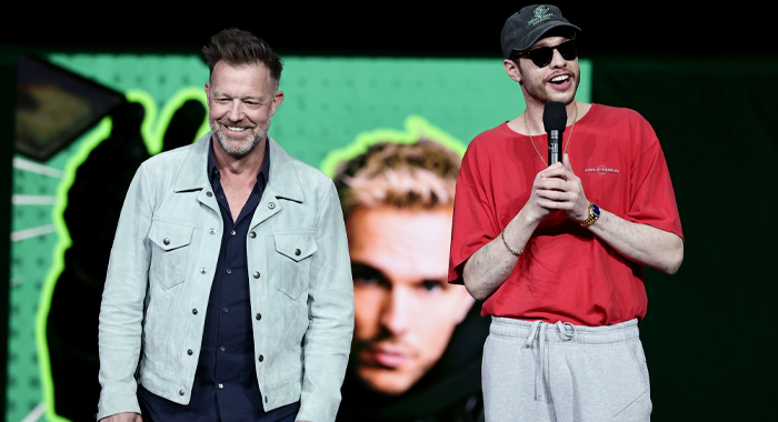 David Leitch and Pete Davidson on stage to present How to Rob a Bank (2026)