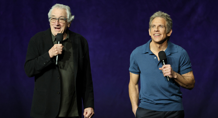 Robert De Niro and Ben Stiller on stage at CinemaCon 2026 to present Focker In-Law (2026)