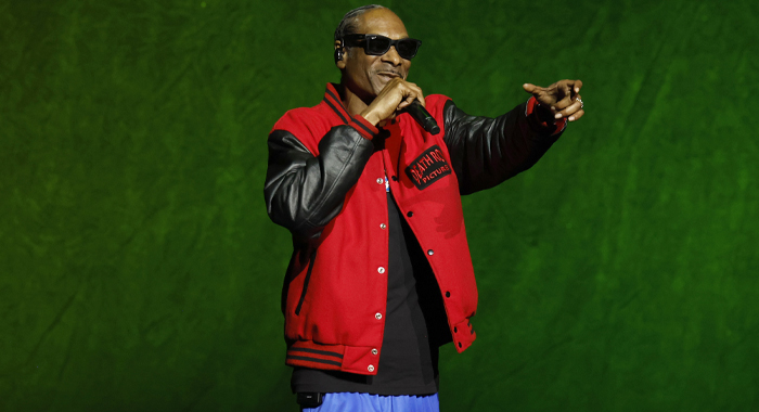 Snoop Dogg performing on stage at the Universal Pictures presentation at CinemaCon 2026
