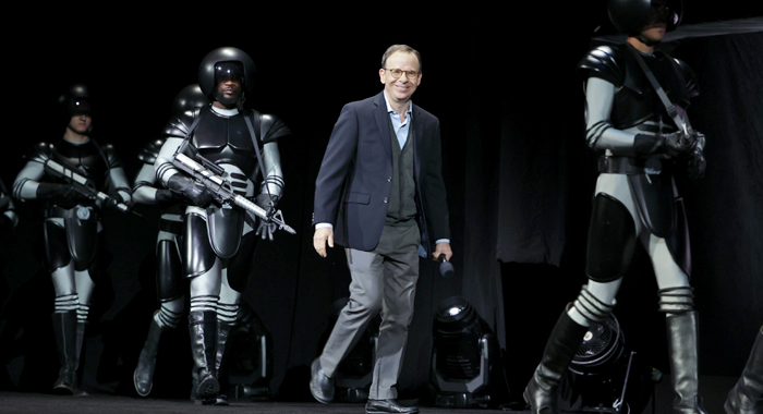 Rick Moranis takes the stage at CinemaCon 2026 to promote Spaceballs: The New One (2027)