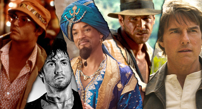 Johnny Depp, Sylvester Stallone, Will Smith, Harrison Ford, and Tom Cruise