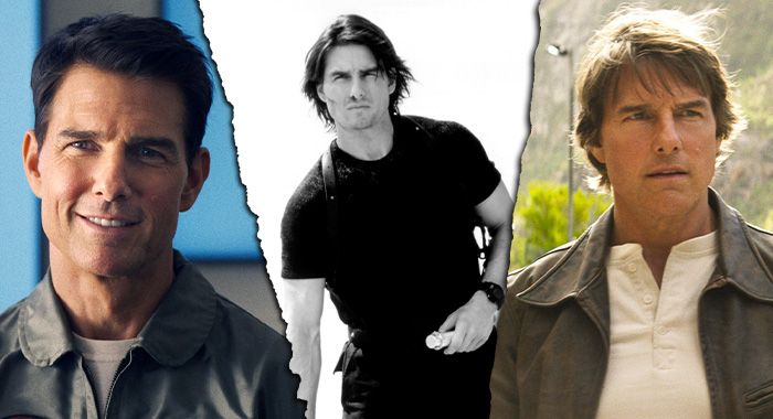 Tom Cruise in Top Gun: Maverick, Mission: Impossible II, and Mission: Impossible - The Final Reckoning