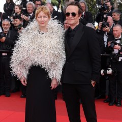 Sandra Hüller and August Diehl attend the "Fatherland" screening during the 79th annual Cannes Film Festival at Palais des Festivals on May 14, 2026 in Cannes, France. (Photo by Pascal Le Segretain/Getty Images)