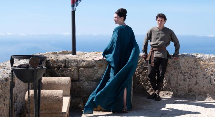 Anne Hathaway and Tom Holland in The Odyssey (2026)