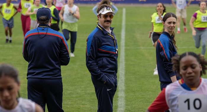 Jason Sudeikis and Tanya Reynolds in Ted Lasso: Season 4 (2026)