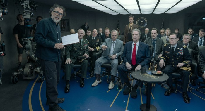 Director Alejandro G. Inarritu and stars Robert John Burke, Tom Cruise, John Goodman, Burn Gorman, and Riz Ahmed on the set of Digger (2026)