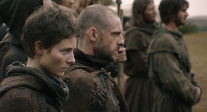 Thomasin McKenzie and Jamie Bell in The Uprising (2026)